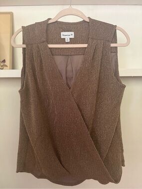 Veronica M Metallic Brown Sleeveless Wrap Camisole